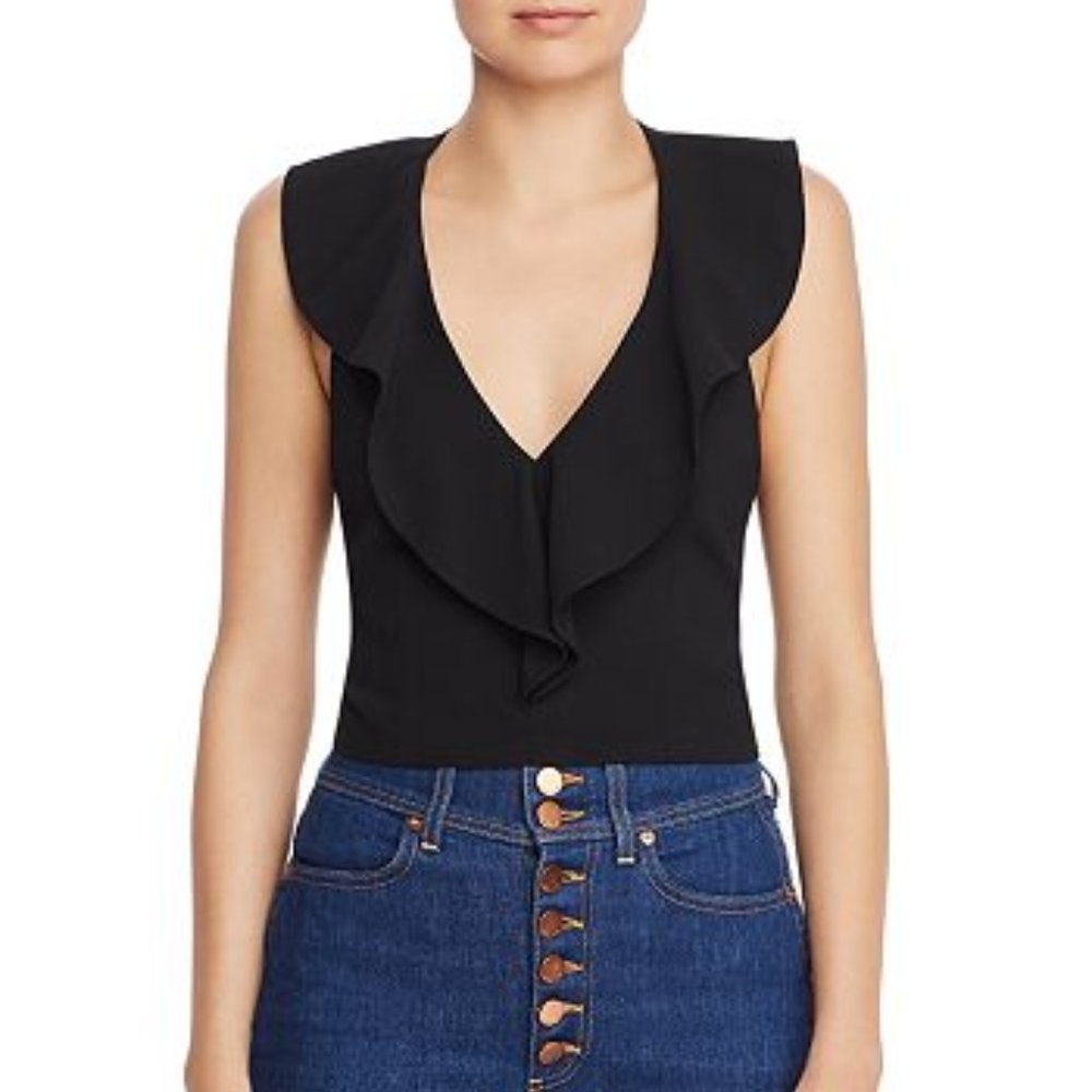 NWT Alice & Olivia Dannette Ruffled Cropped Halter Top (2)